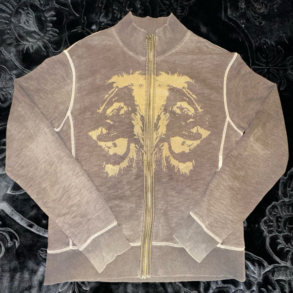 All Son Brand Goth Y2K Style Men’s Full Zip Brown Sweater/Jacket Size Medium